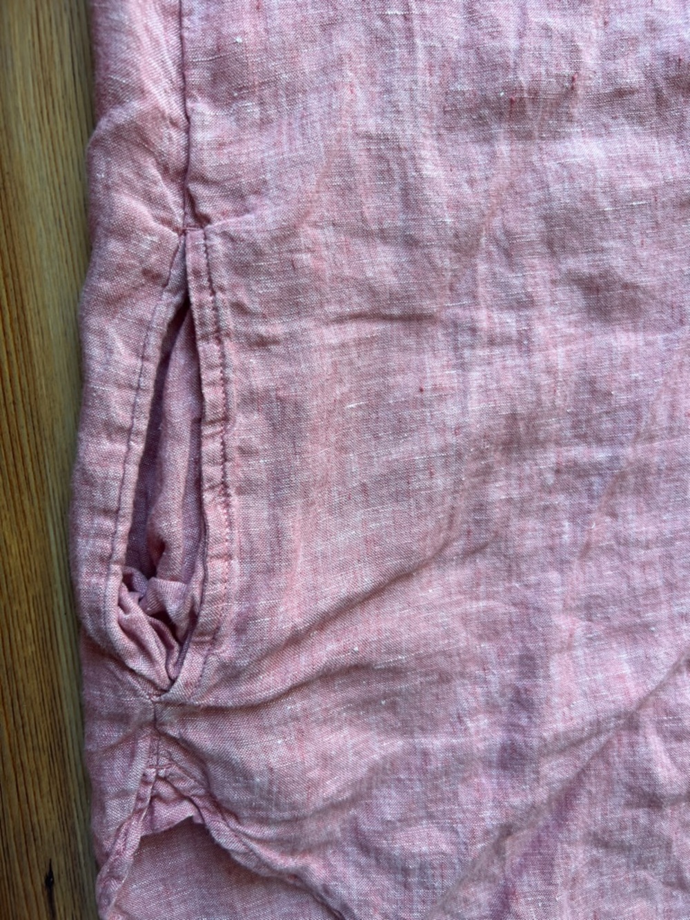 Lands' End Women’s Long-Sleeve Button-Down Tunic - Coral Redish  Pink - Picture 8 of 10
